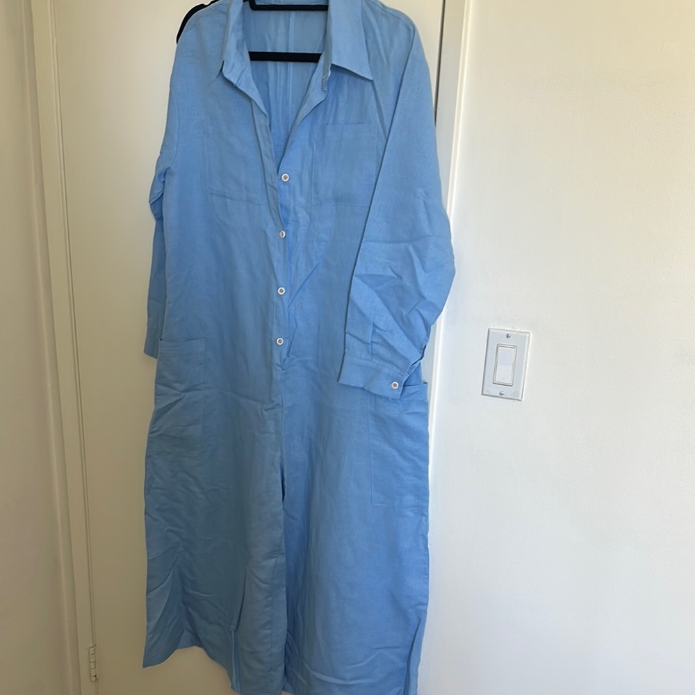 Light Blue Button-Up jumpsuit. For beach or pool cover up